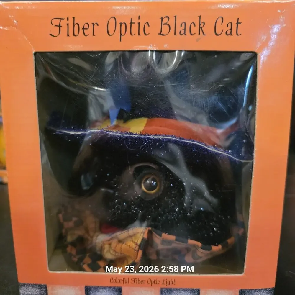 3pc Fiber Optic Halloween Pumpkin Black Cat 8